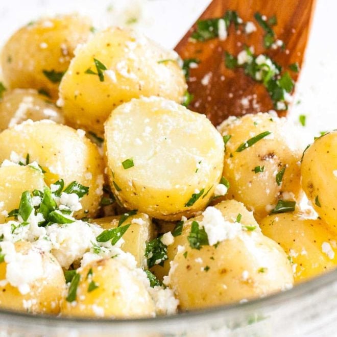 Greek Style Boiled Potatoes New Potatoes With Feta Lemon Garlic 6559