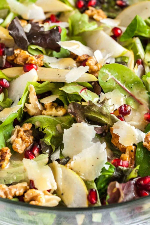 Pomegranate Pear Salad with Walnuts & Cheese | Plated Cravings