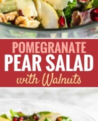 Pomegranate Pear Salad with Walnuts is loaded with flavors and would be a delicious addition to your Holiday dinner table! A vibrant salad full of different textures that is easy to whip up and makes every dinner special.