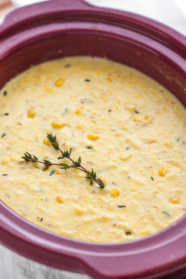 Slow Cooker Corn Chowder with Bacon - Plated Cravings