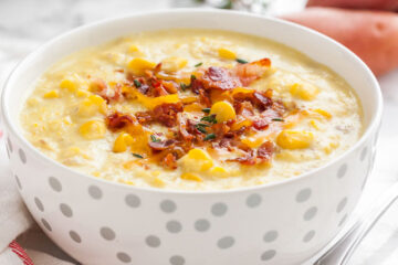 Slow Cooker Corn Chowder with Bacon - Plated Cravings