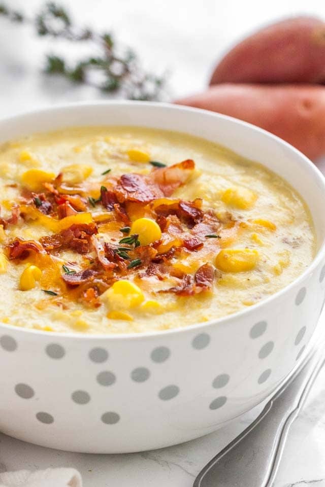 Instant Pot Chicken Potato Corn Chowder with Bacon