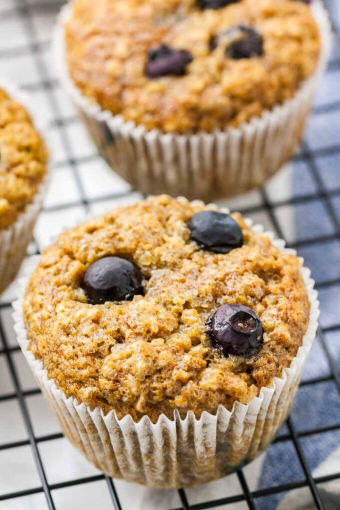 Banana Blueberry Muffins with Oats and Brown Sugar