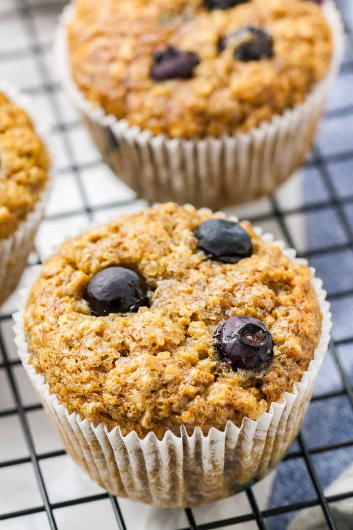 Banana Blueberry Muffins with Oats and Brown Sugar
