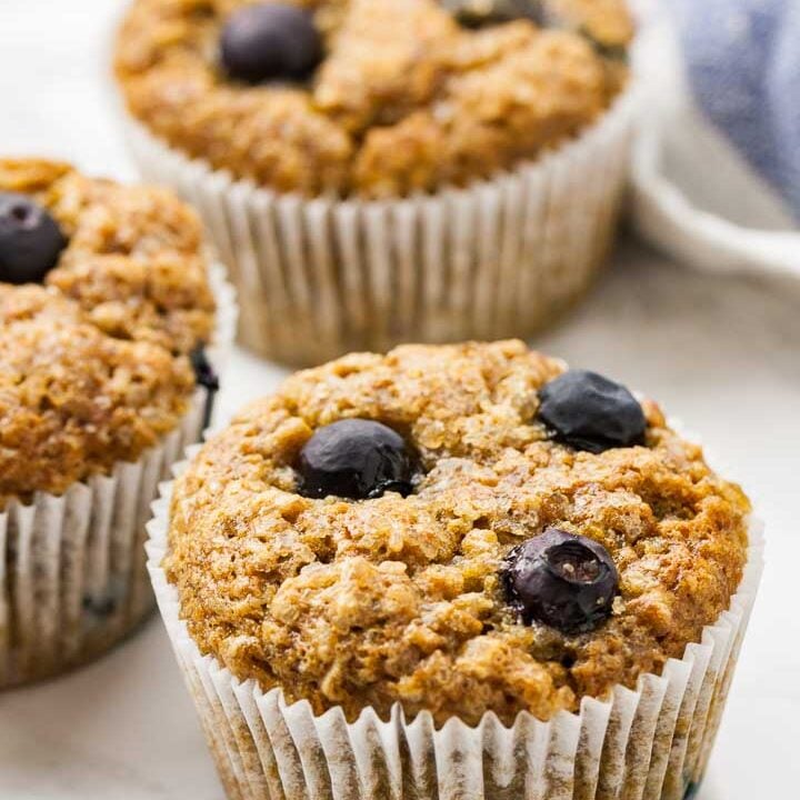 Banana Blueberry Muffins with Oats and Brown Sugar