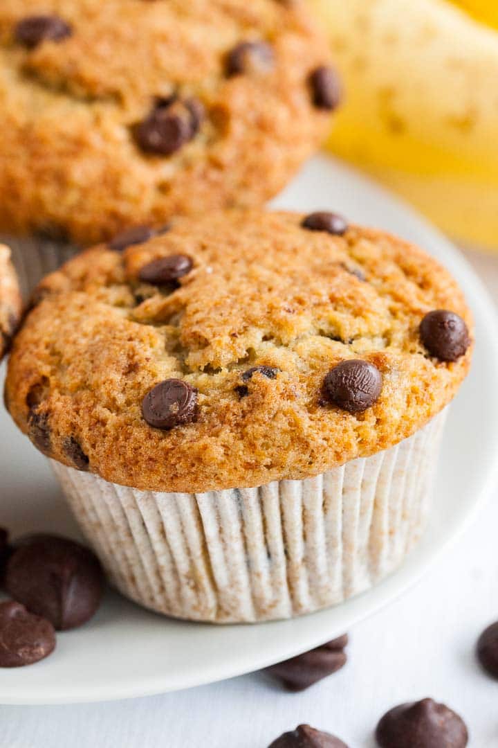 Banana Chocolate Chip Muffins {So easy and moist!} | Plated Cravings