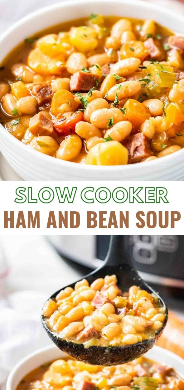 Crock Pot Ham and Bean Soup - Plated Cravings