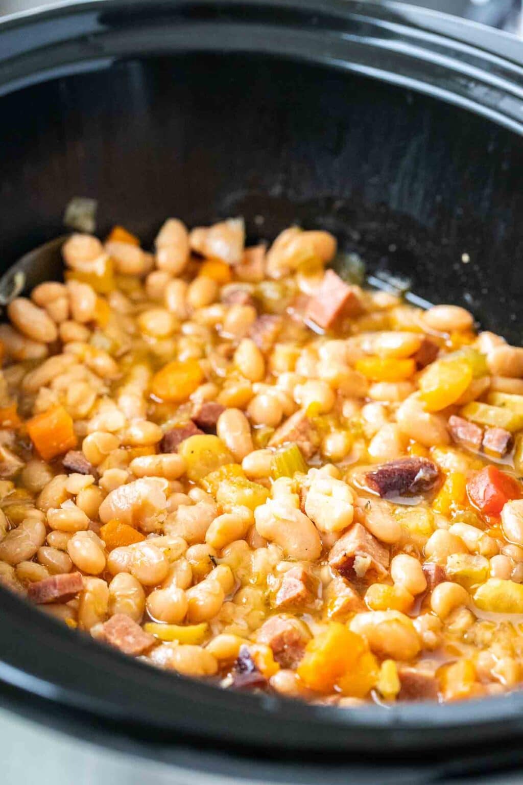 Crock Pot Ham and Bean Soup Plated Cravings