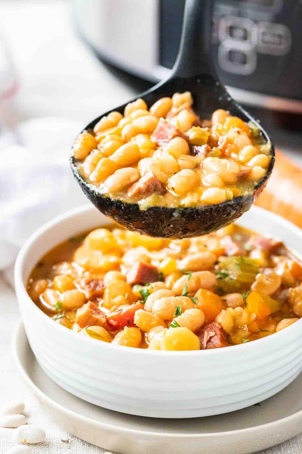 Crock Pot Ham and Bean Soup - Plated Cravings