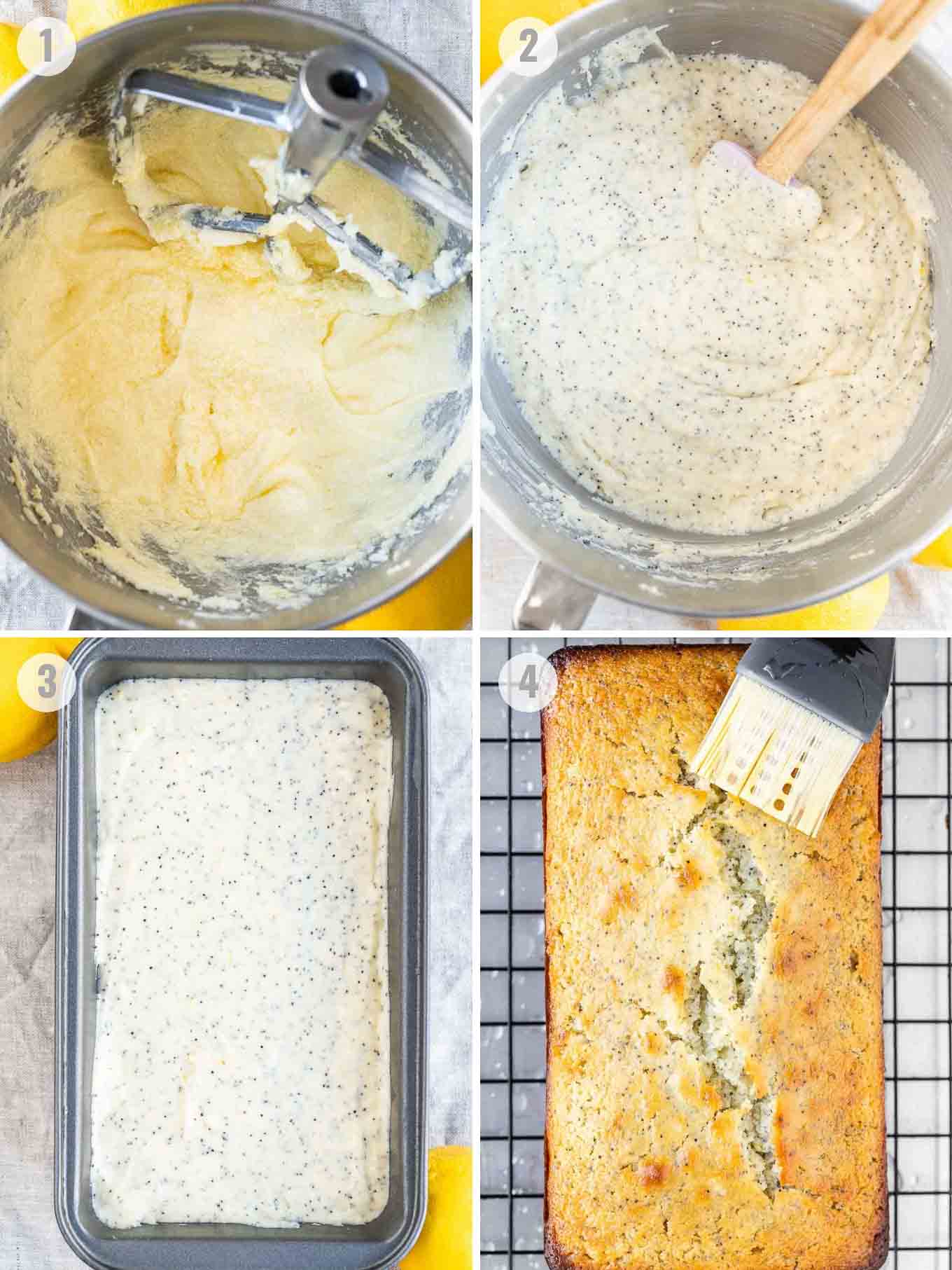 How to make lemon poppy seed bread collage.