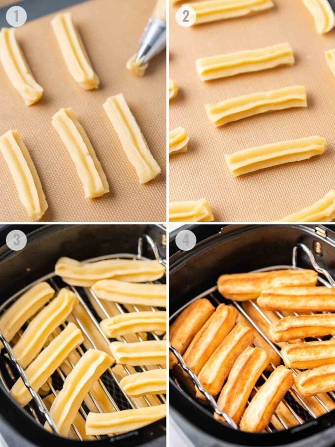 How to make air fryer churros collage