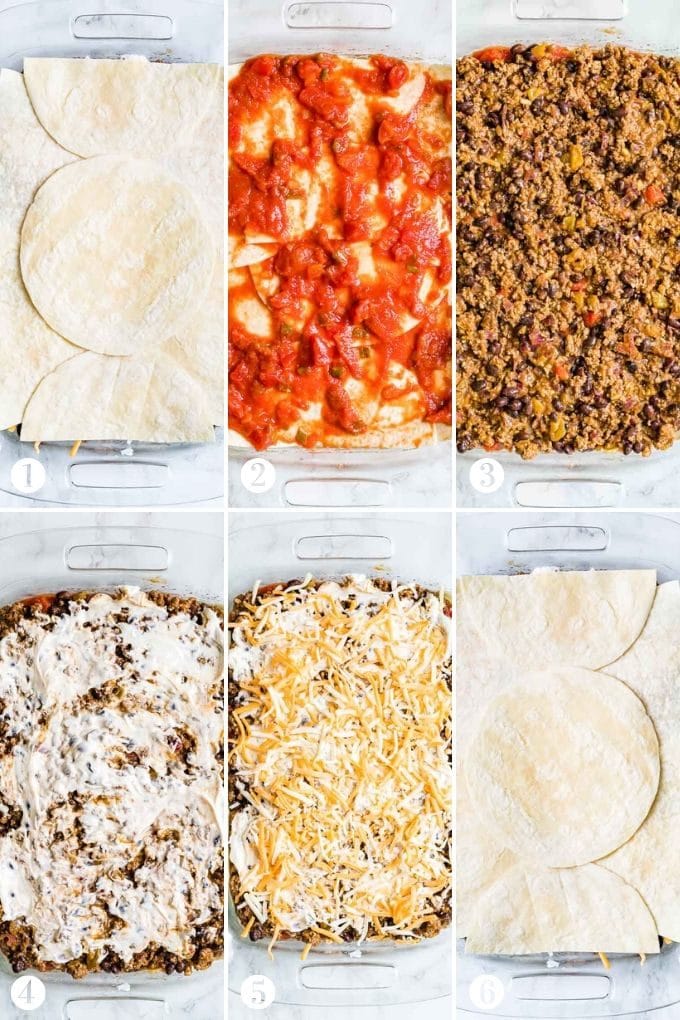 How to assemble Taco Lasagna Collage