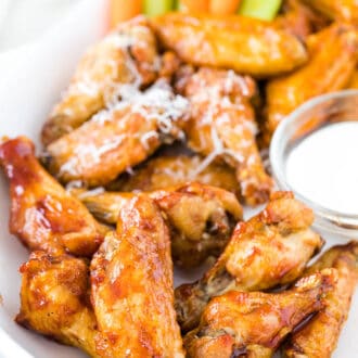 Chicken wings on a serving platter