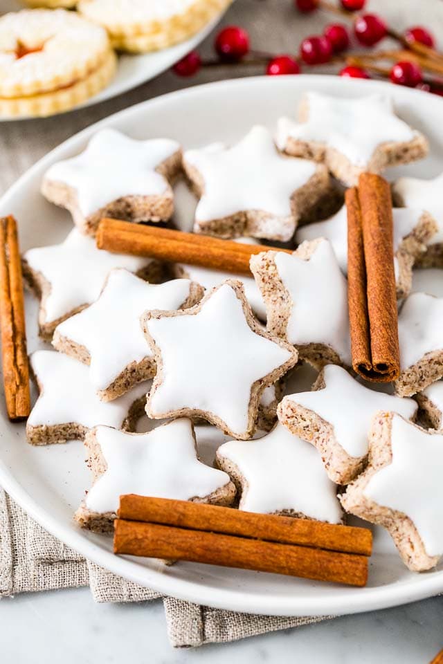 A Plate of Cinnamon Stars, garnished with cinnamon sticks