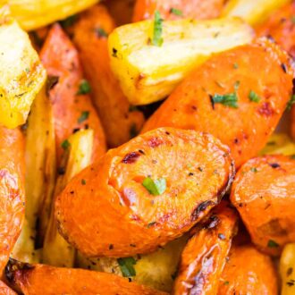 Close up of Air Fryer Roasted Carrots