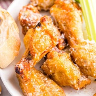 Garlic Parmesan Chicken Wings on a plate