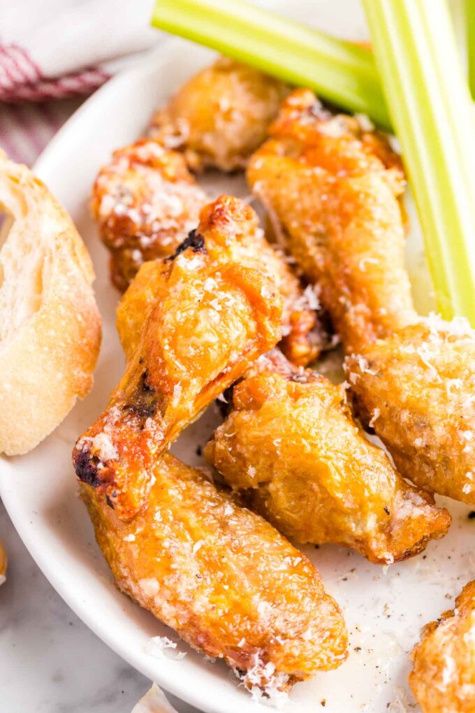 Garlic Parmesan Chicken Wings on a plate