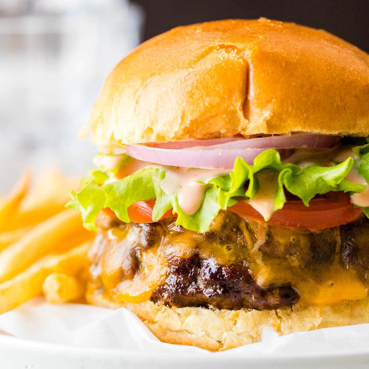 Perfect Air Fryer Hamburgers {So juicy and tender!} Plated Cravings