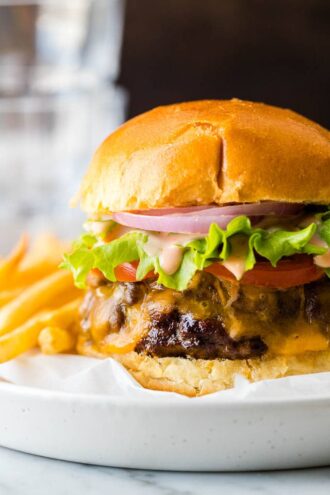 Perfect Air Fryer Hamburgers {So juicy and tender!} - Plated Cravings