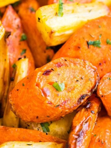 Close up shot of roasted carrots