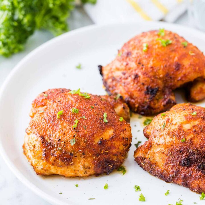 Crispy Air Fryer Chicken Thighs Plated Cravings