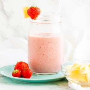 Pineapple Strawberry Smoothie in a glass