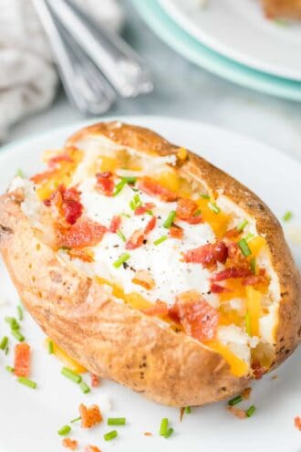 Air Fryer Baked Potato Recipe {Perfectly crispy!} - Plated Cravings