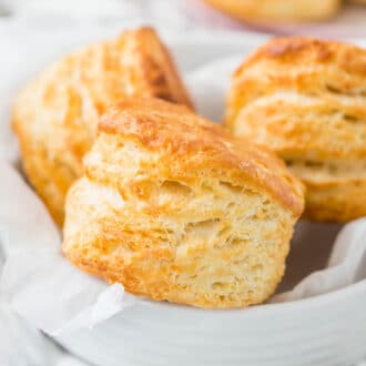 Air Fried biscuits in a white bowl