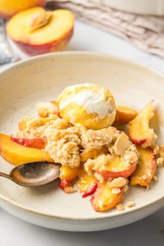 Air Fryer Peach Crisp - Plated Cravings