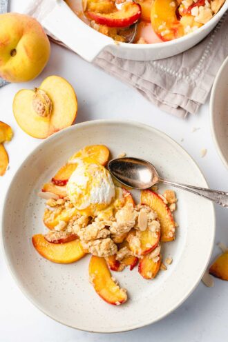 Air Fryer Peach Crisp Plated Cravings