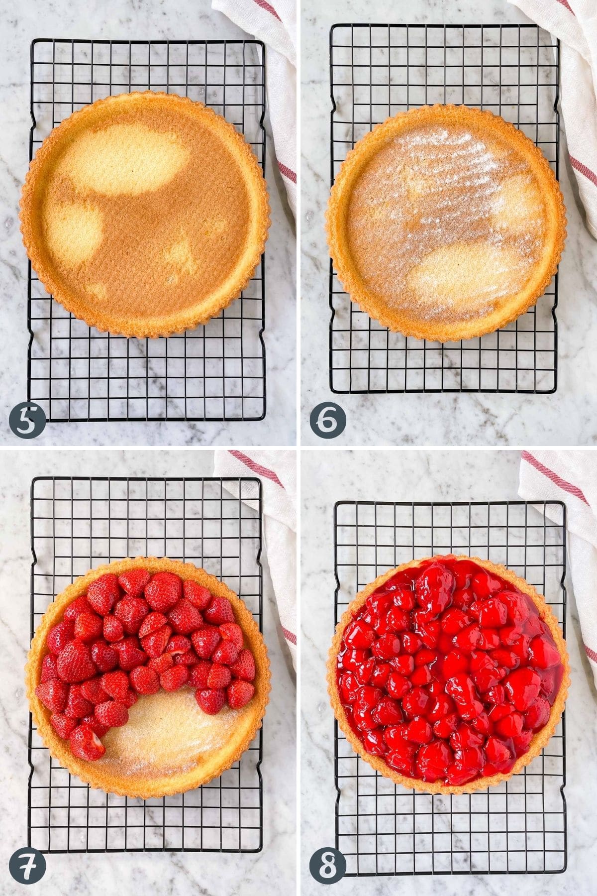 Steps for assembling a strawberry cake