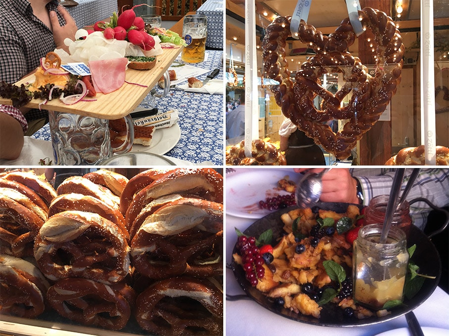 Collage of images showing food from the Oktoberfest