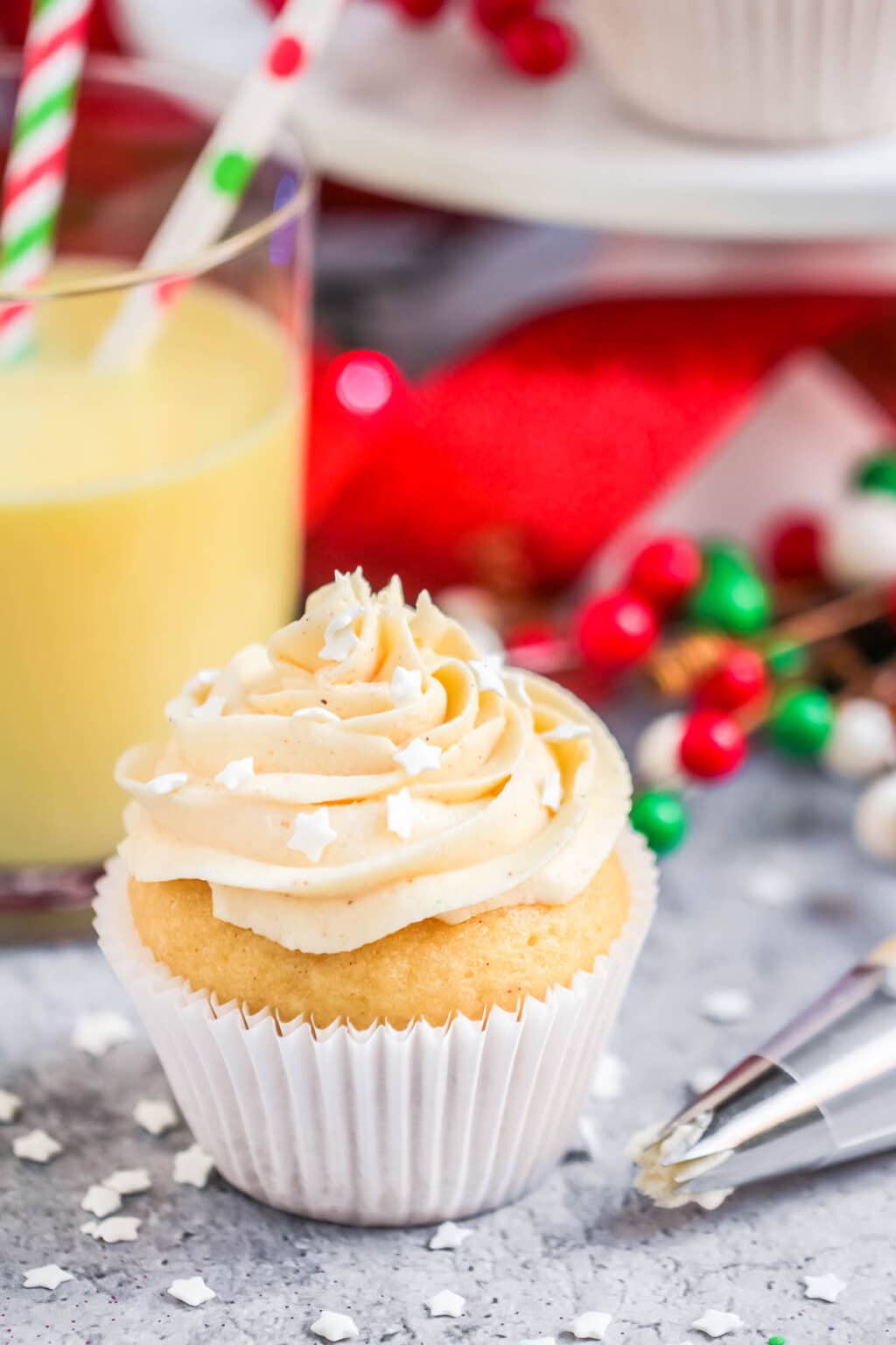 Eggnog Cupcakes with Eggnog Frosting Plated Cravings