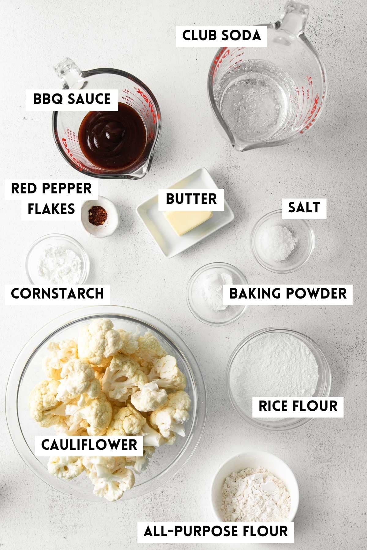 Ingredients for Air Fryer Cauliflower wings in small bowls