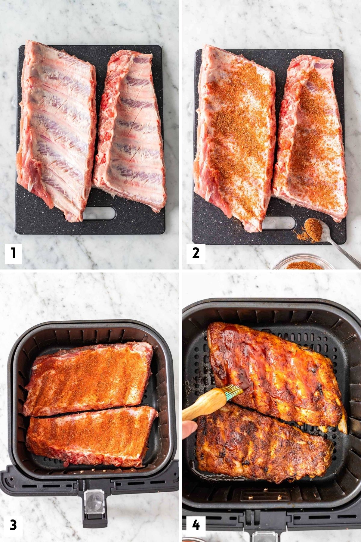 Steps for making ribs in an air fryer