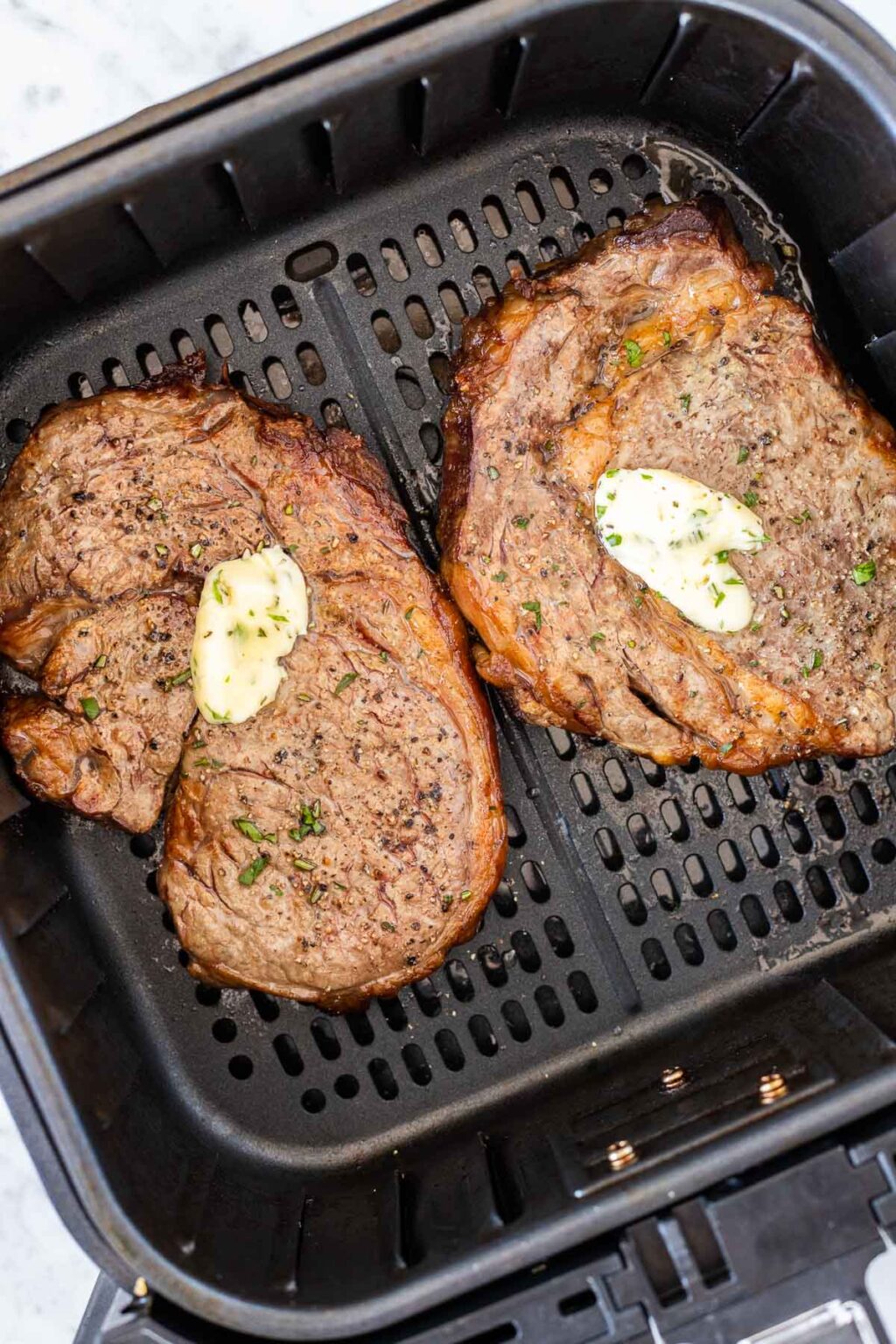 Air Fryer Ribeye Steak Plated Cravings