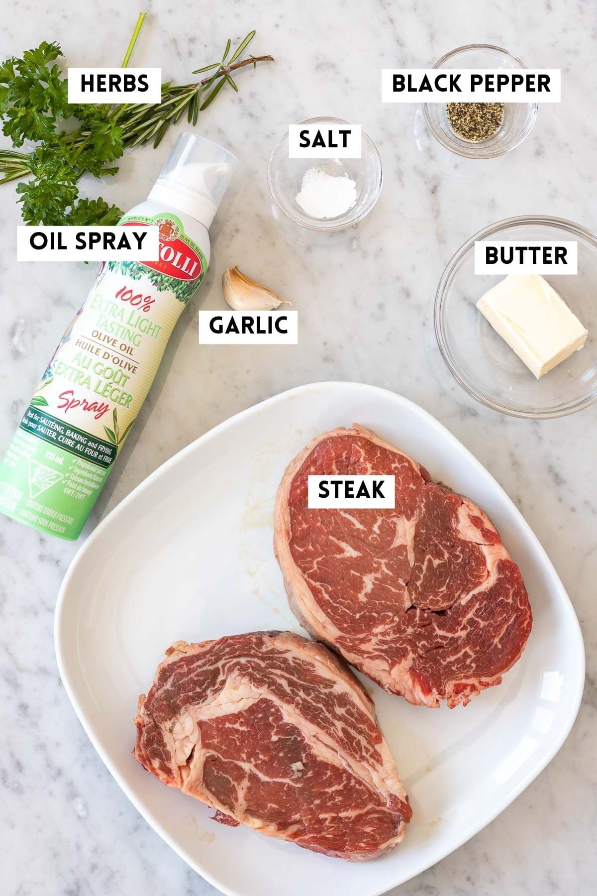 Ingredients for making steak.
