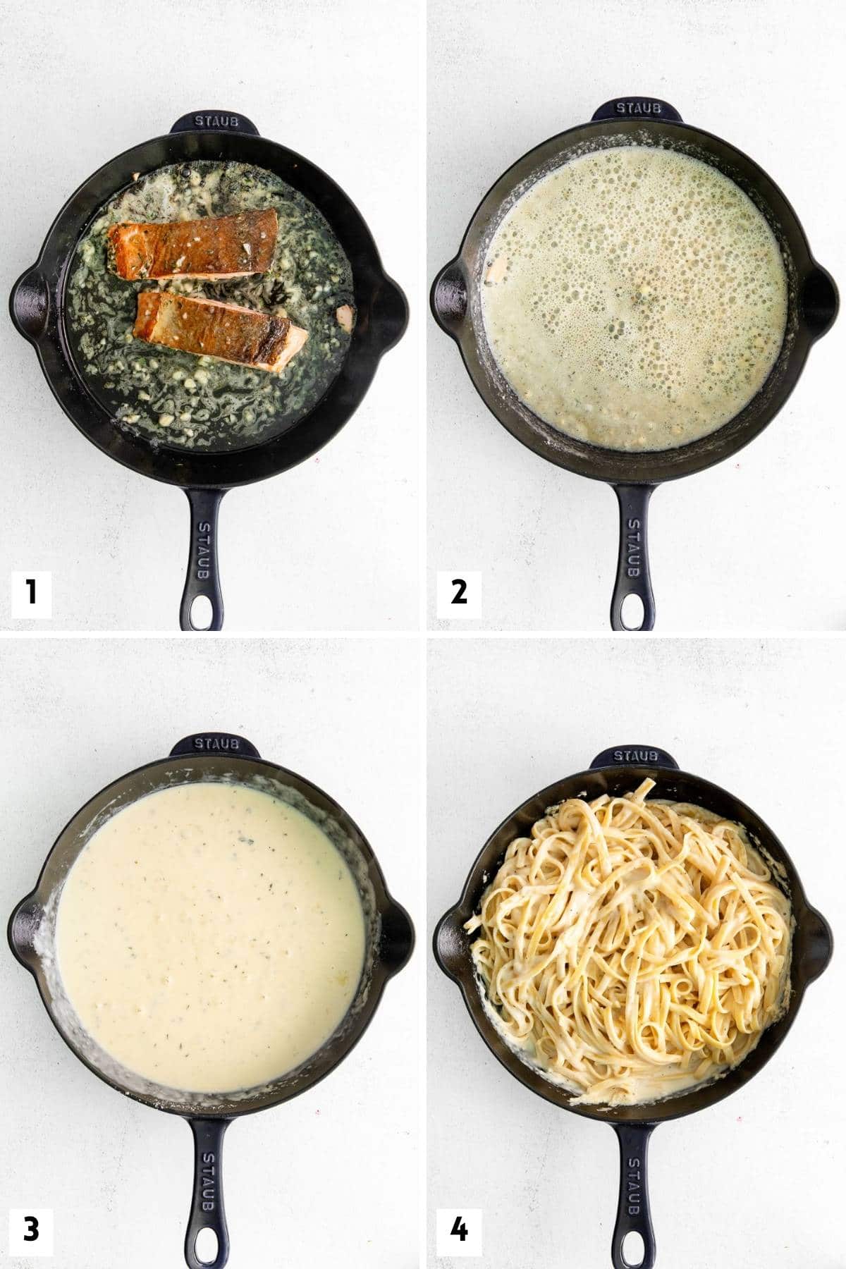 Steps for making salmon pasta from scratch