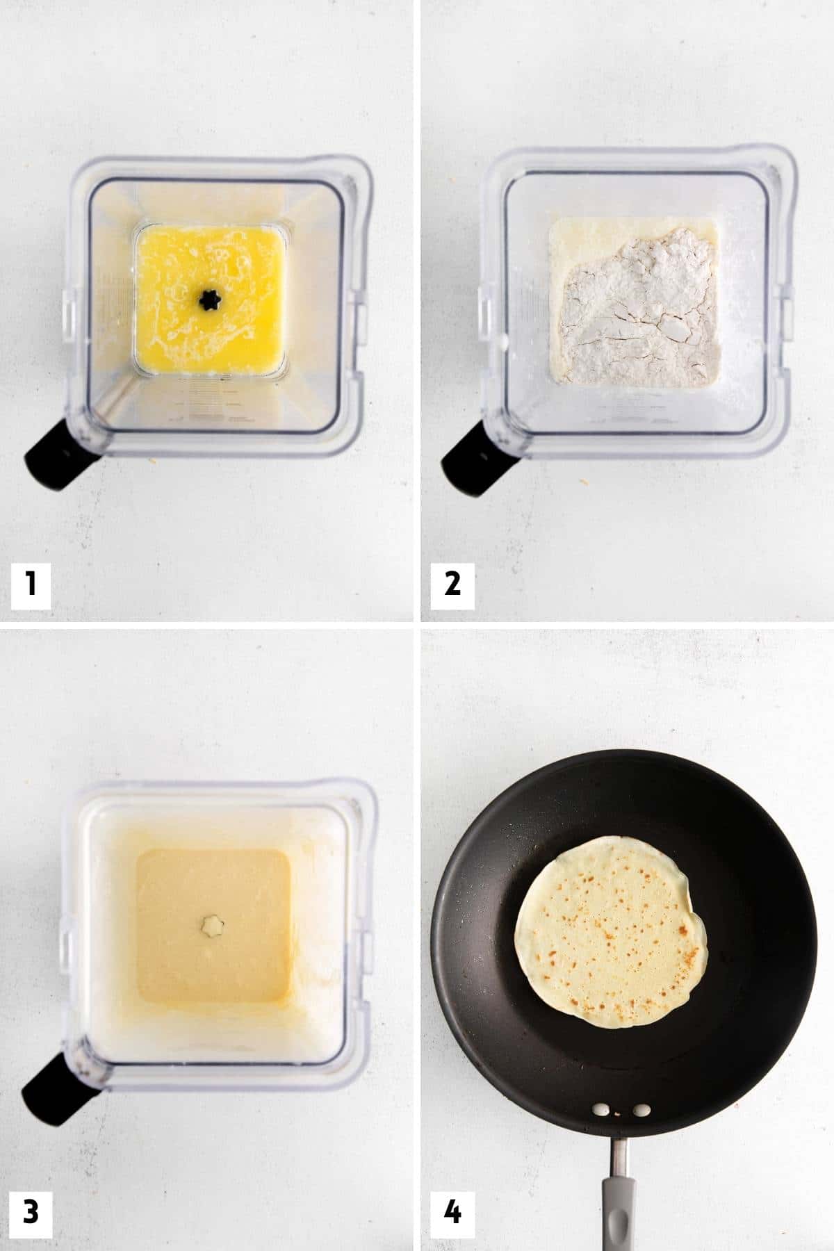 Steps for making French crepes