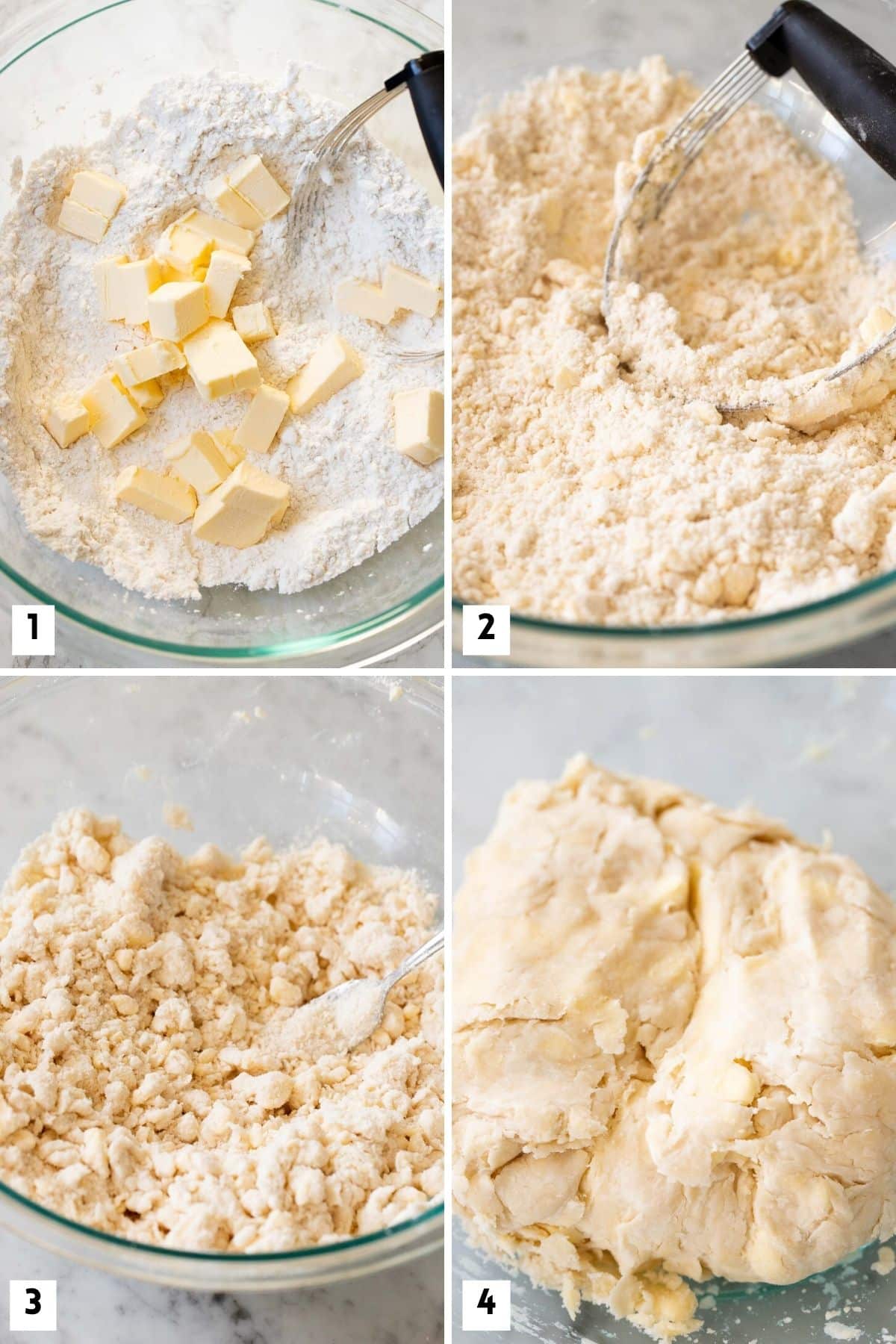 Steps for making a pie crust.