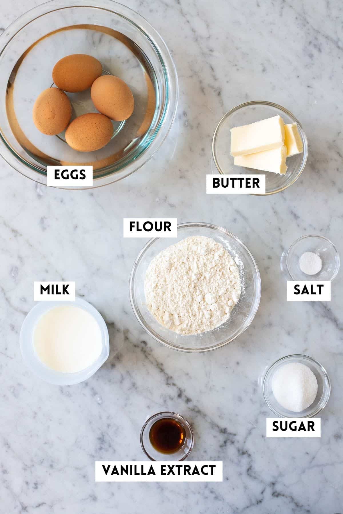 Ingredients for making a German Pancake.