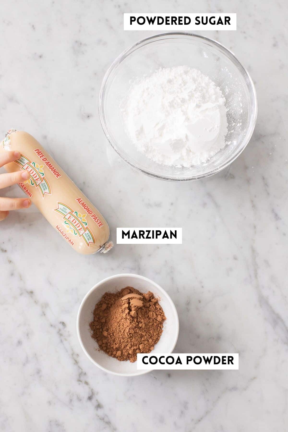 Ingredients for making Marzipankartoffeln
