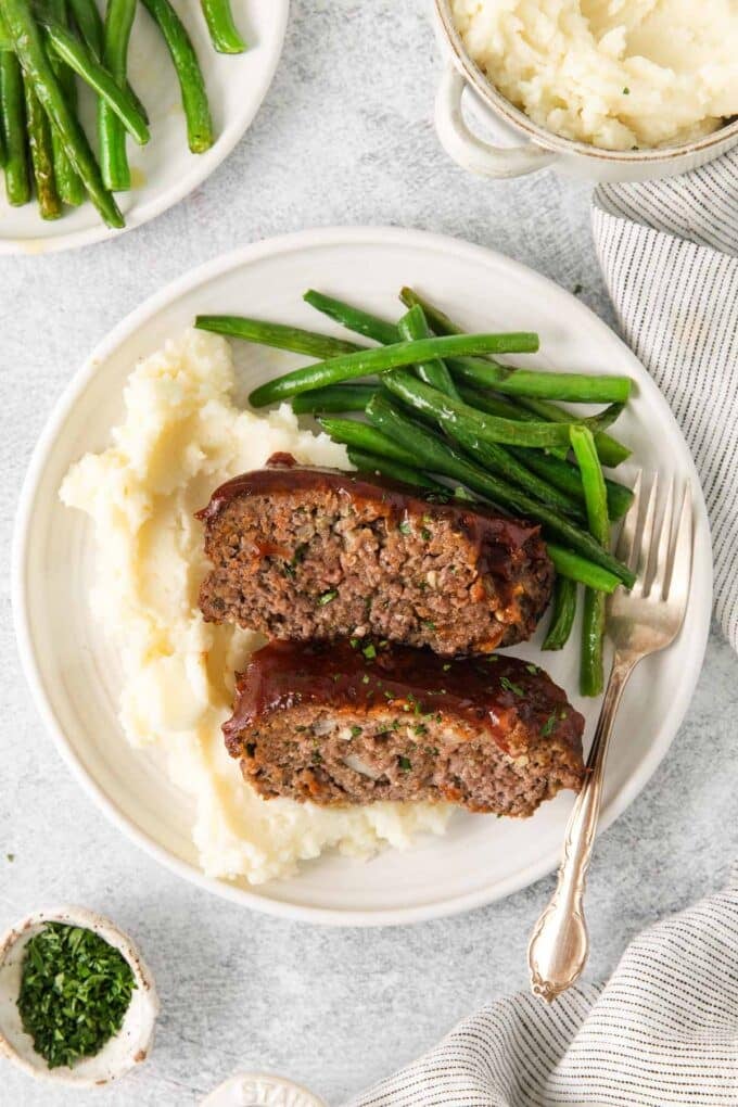 Easy air fryer meatloaf plated cravings