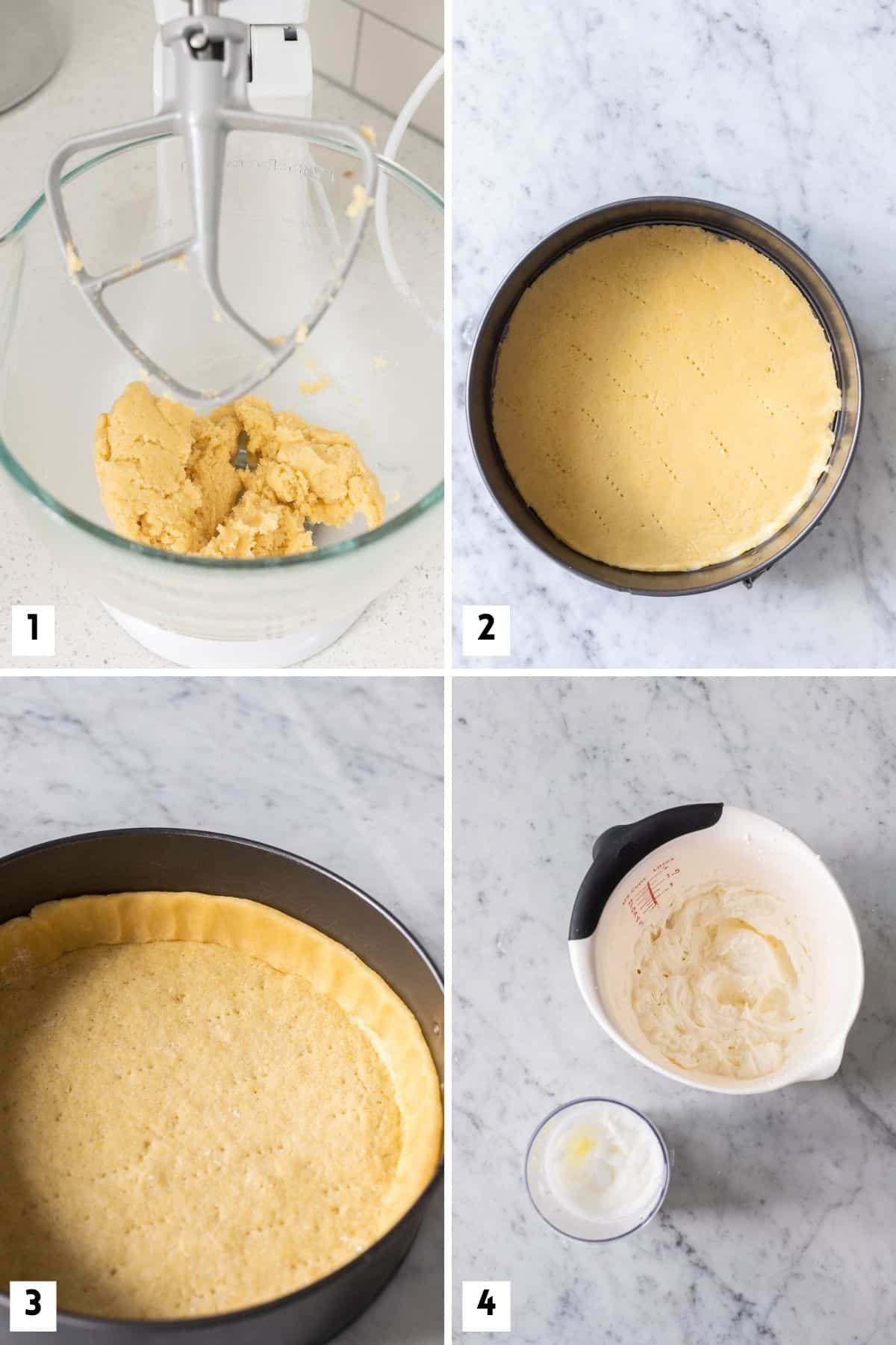 Steps for making a German Cheesecake.