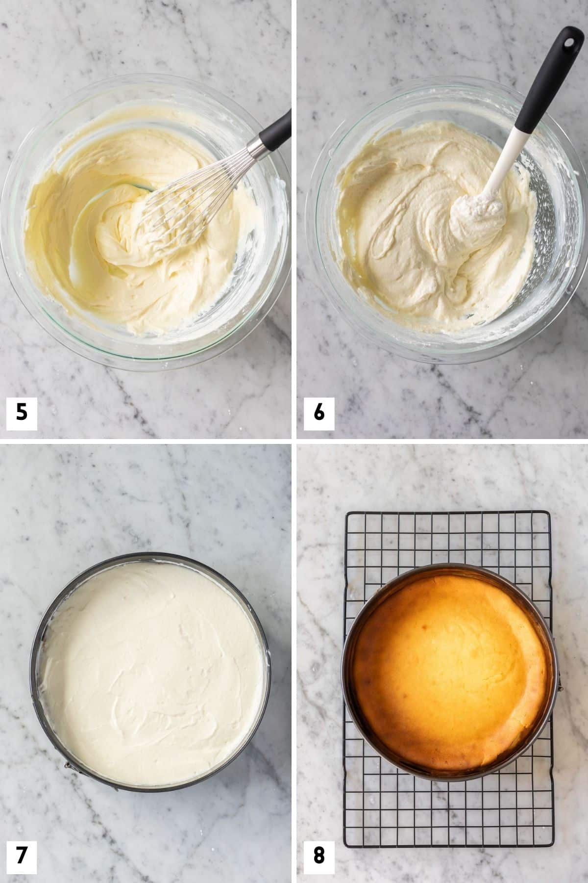 More steps for making a German cheesecake.