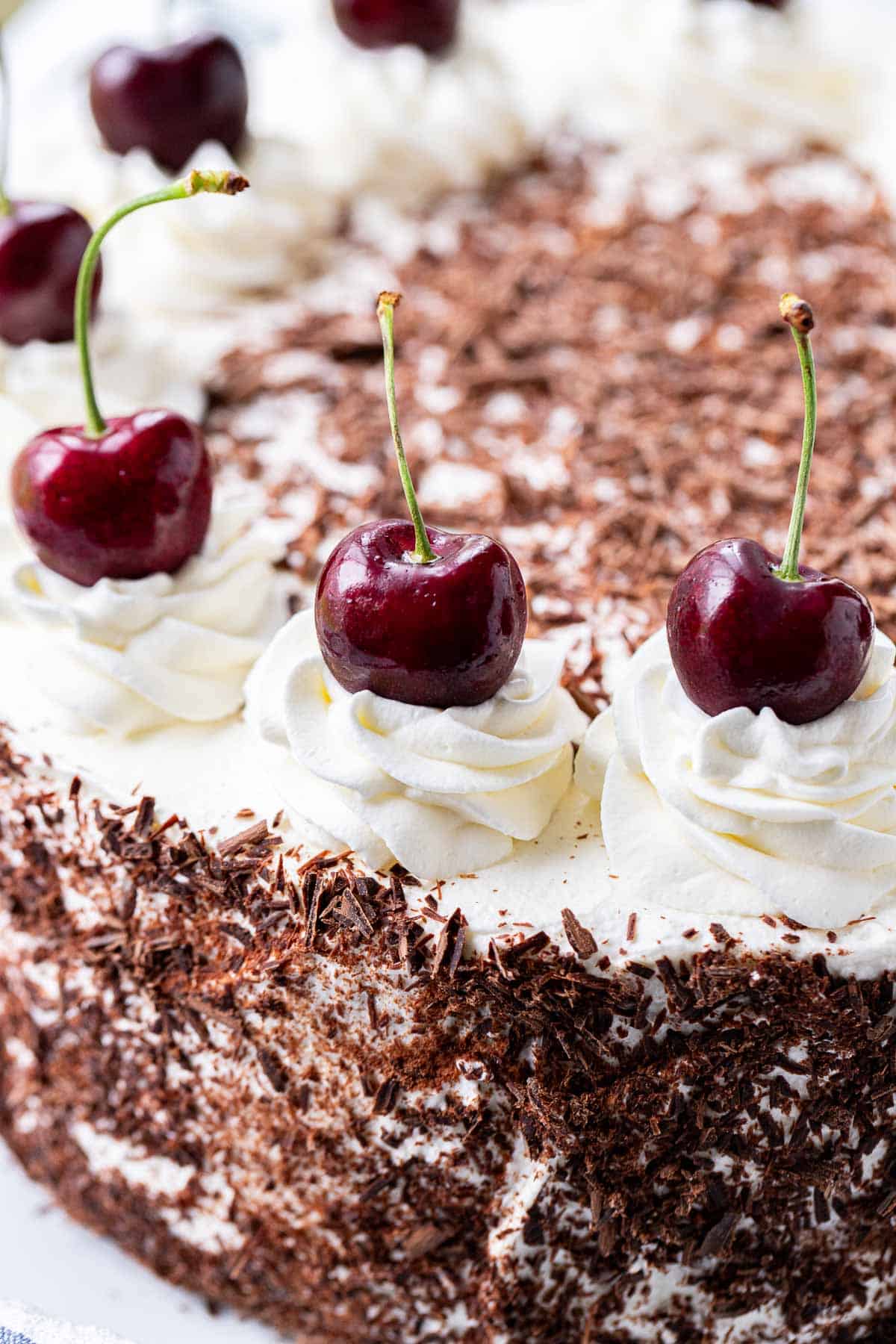 Schwarzwälderkirschtorte on a serving plate.