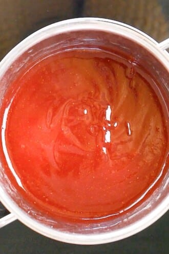 Glaze in a saucepan.