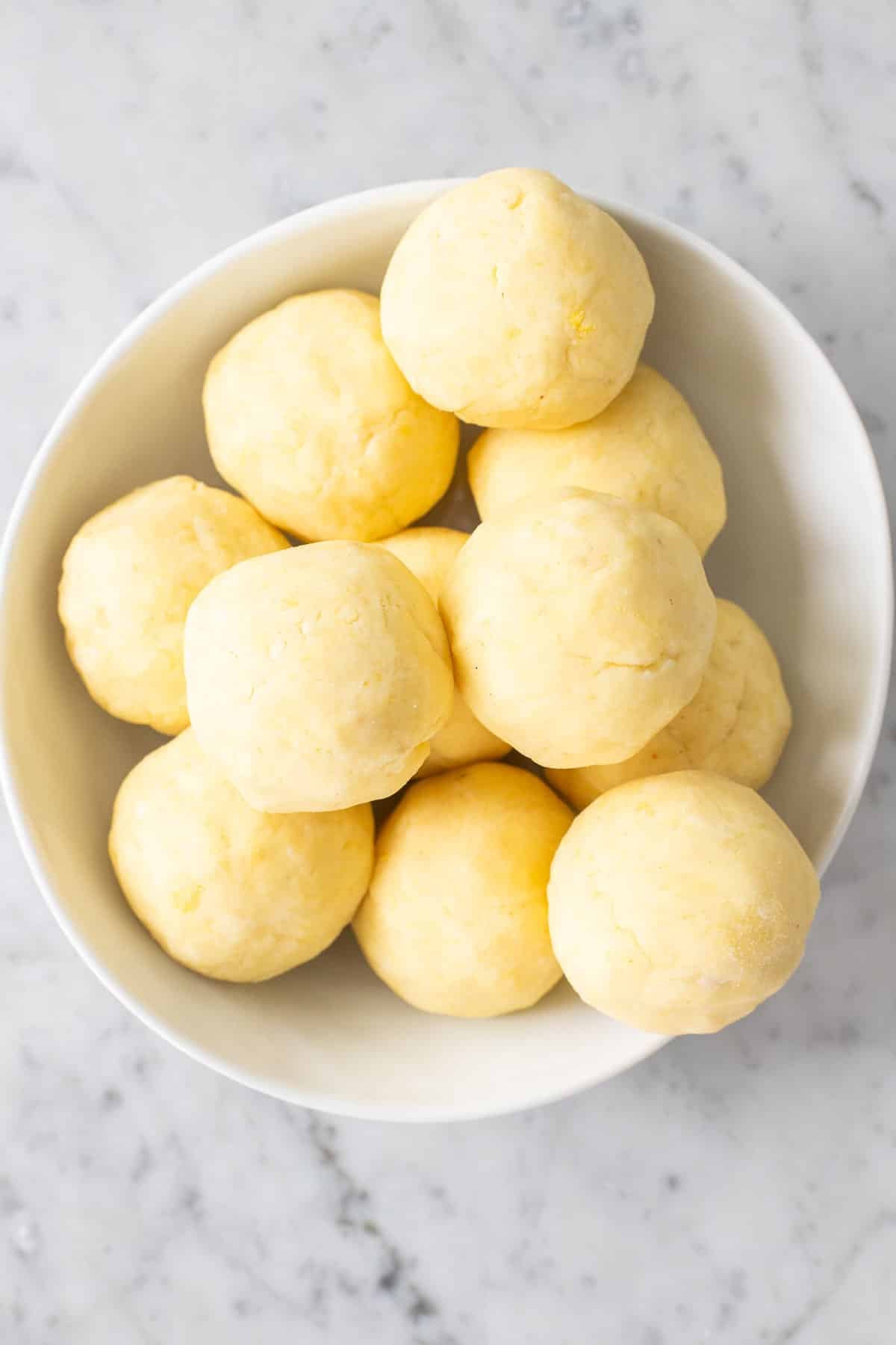 Uncooked potato dumplings.