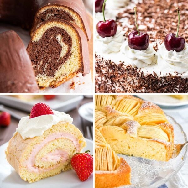 Collage of German cakes.